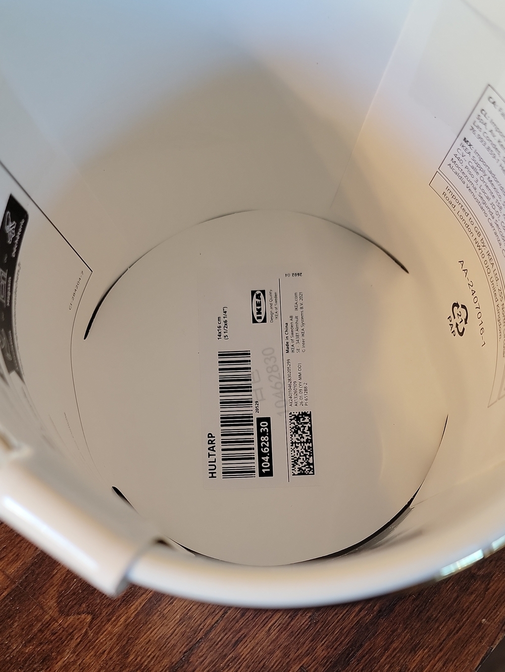 IKEA White Metal Bucket with Handle